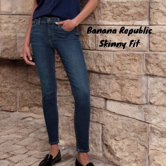 Banana Republic Skinny Fit Jeans Petite 29/8P Dark Blue Wash - Picture 1 of 8